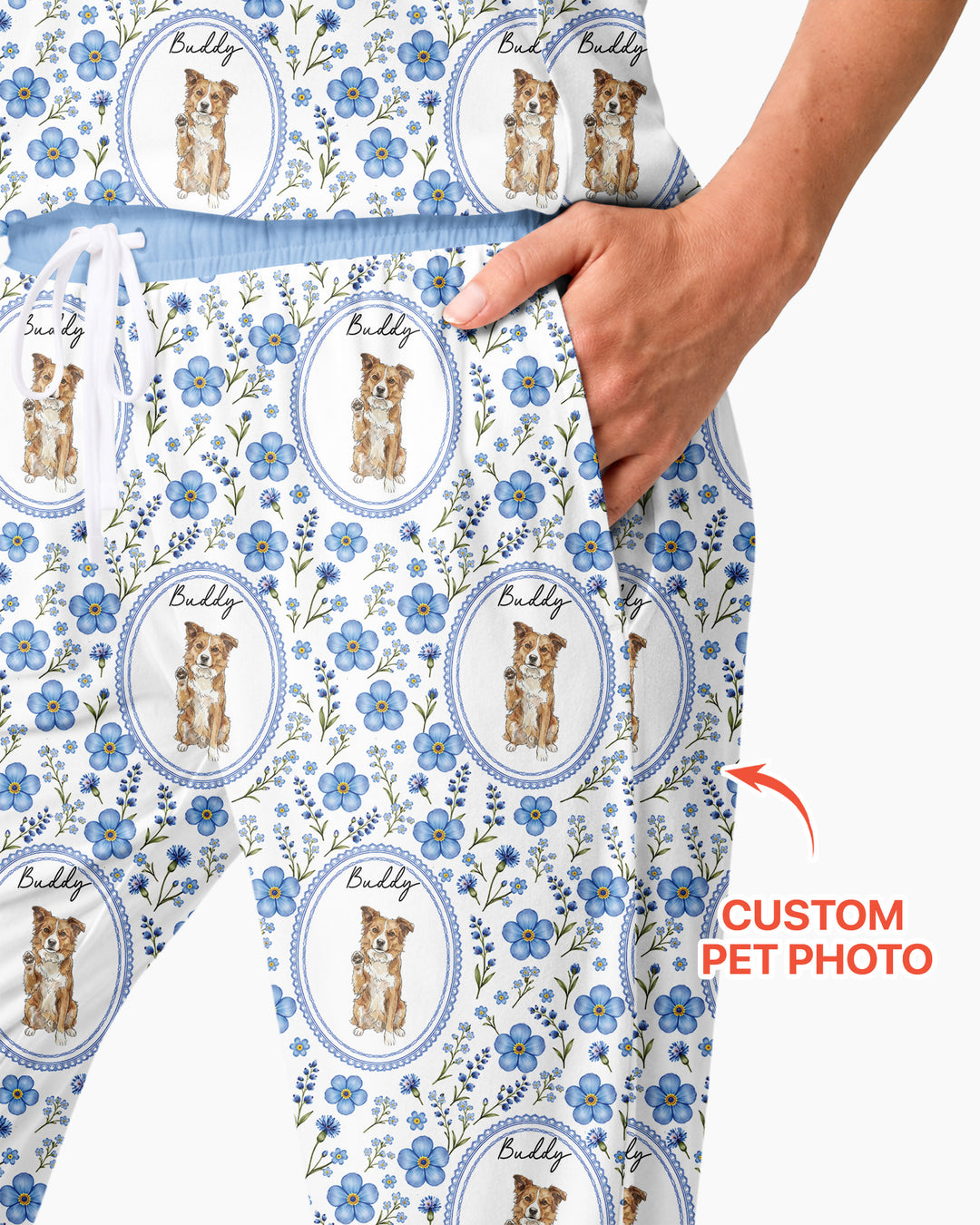 Custom Pet Photo Flower Garden Bamboo Women Pajama Set