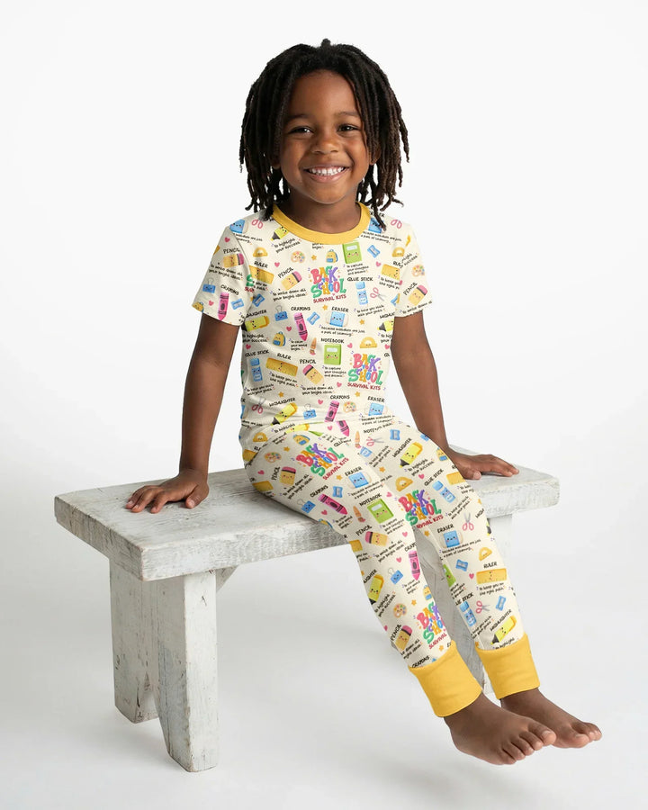 Back To School Survival Kit Bamboo Two Piece Short Sleeve Pajama Set