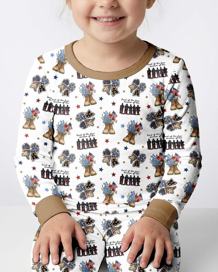 Honor the Brave Family Matching Bamboo Two Piece Long Sleeve Pajama Set