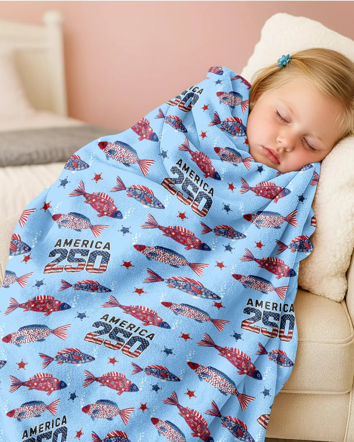 Stars and Stripes Fish Bamboo Blanket