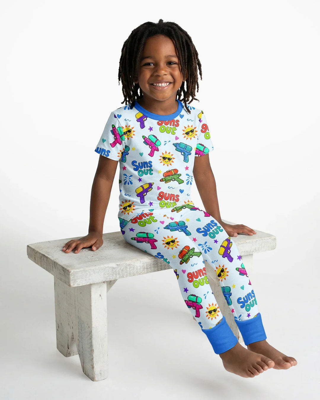Sun Out Guns Out Bamboo Two Piece Short Sleeve Pajama Set