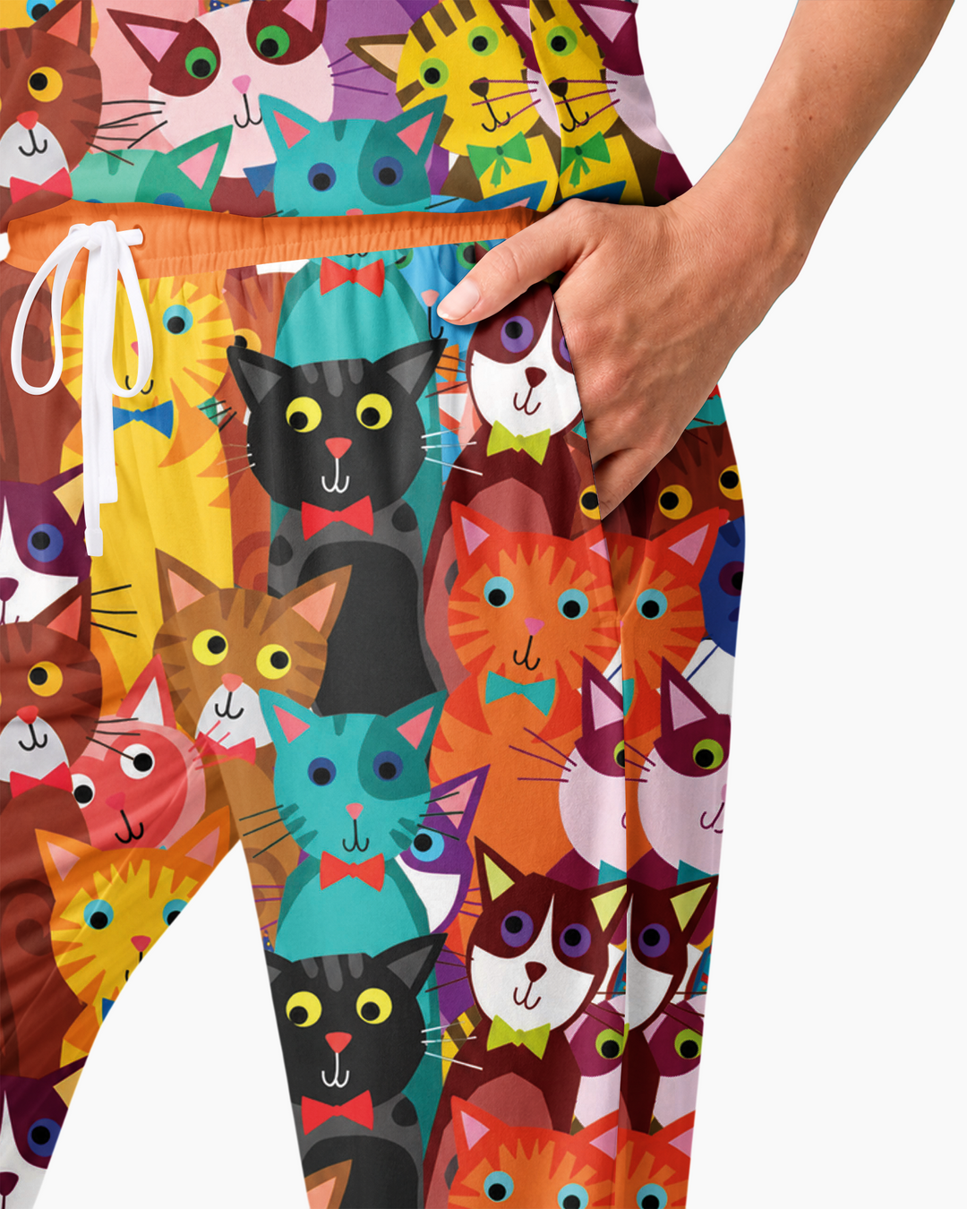 Colorful Cat Pattern Bamboo Women Pajama Set