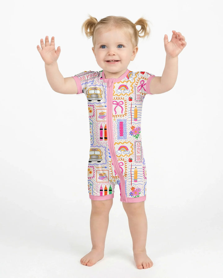 Colorful Doodle School Bamboo Shorty Zippy