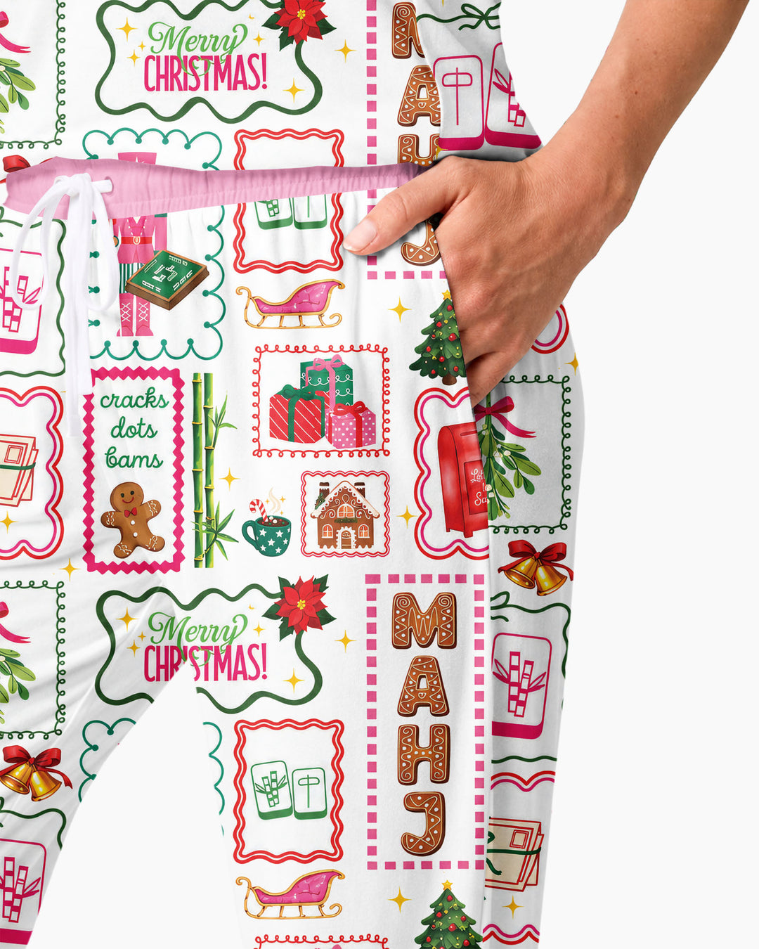 Preppy Christmas Mahjong Bamboo Women Pajama Set