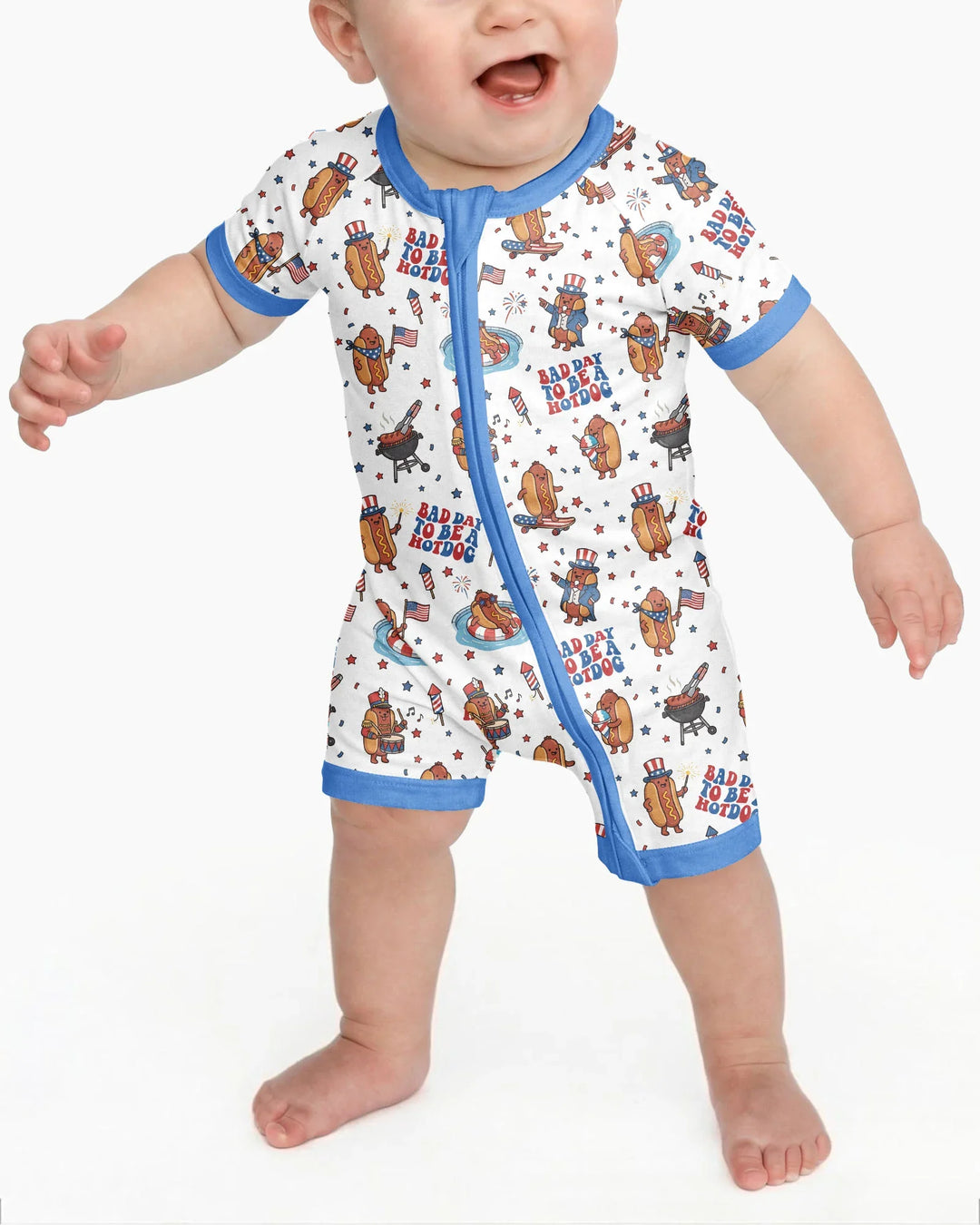 Hot Dog Patriotic Bamboo Shorty Zippy