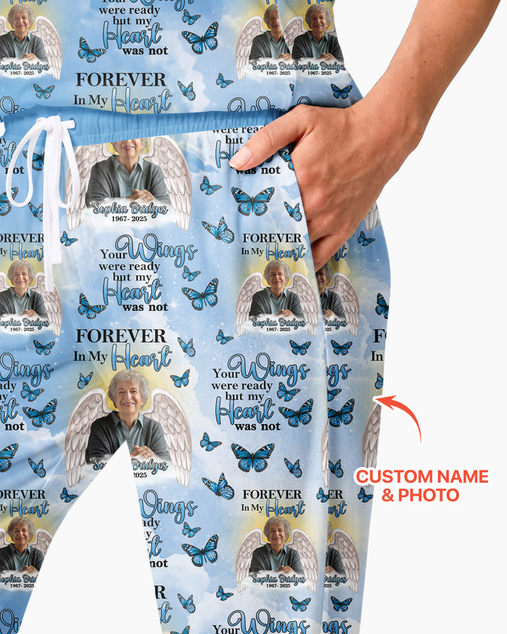 Custom Photo Forever In My Heart Family Matching Bamboo Women Pajama Set