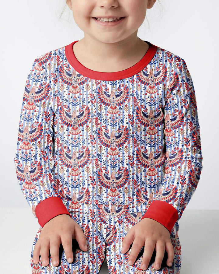 Patriotic Eagle Bamboo Two Piece Long Sleeve Pajama Set