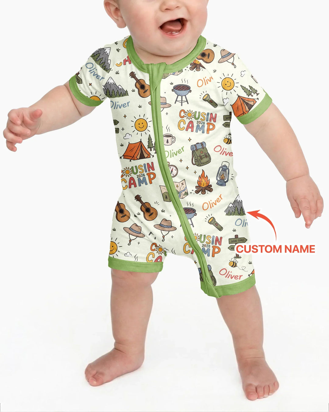 Custom Name Cousin Camp 2026 Bamboo Shorty Zippy