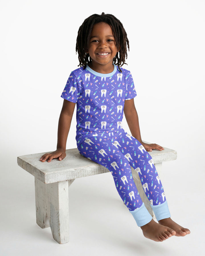 Brushing Teeth Bamboo Two-Piece Short Sleeve Pajama Set