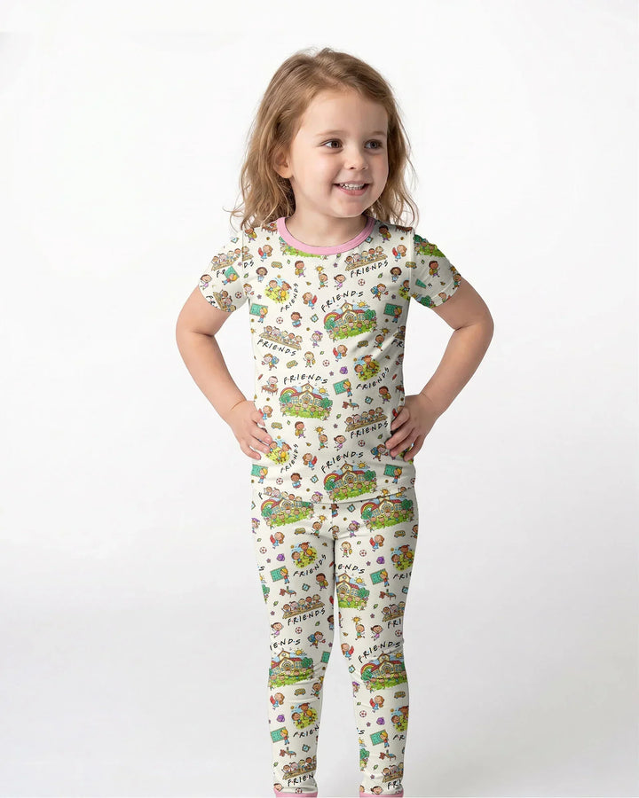 School Friends Forever Bamboo Two Piece Short Sleeve Pajama Set