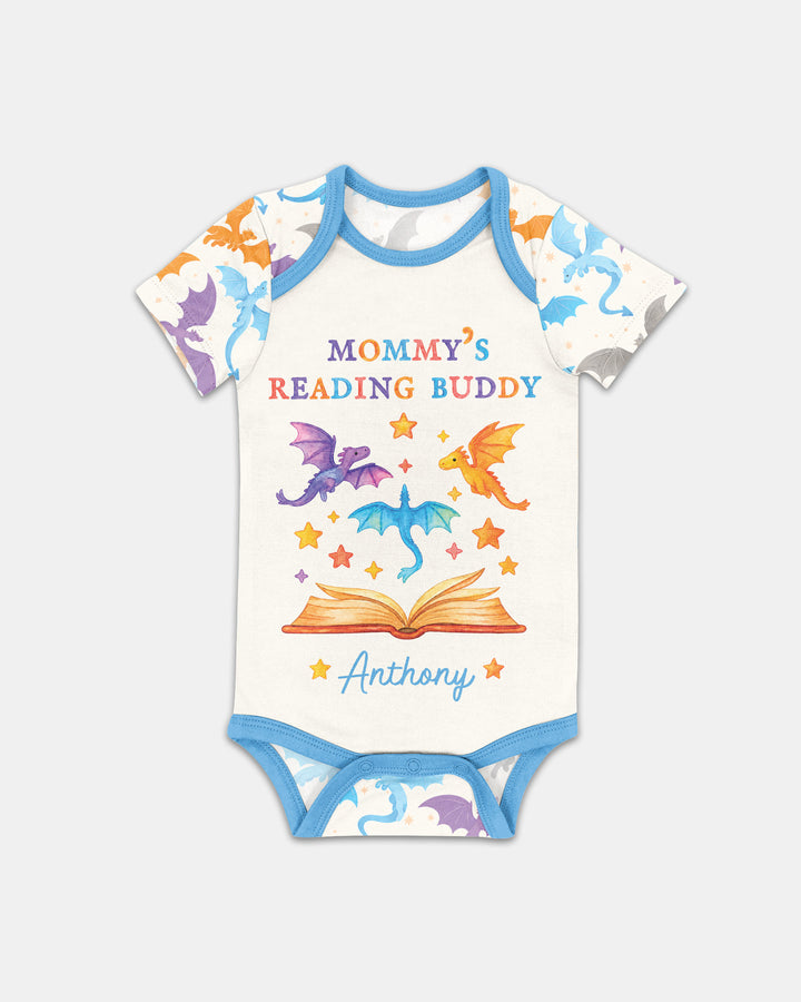 Custom Name Dragon Reading Buddy Bamboo Bodysuit