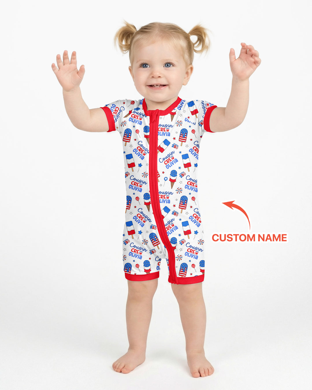 Plantilla PERSONALIZADA de Bambú Pijama Corto con Cremallera