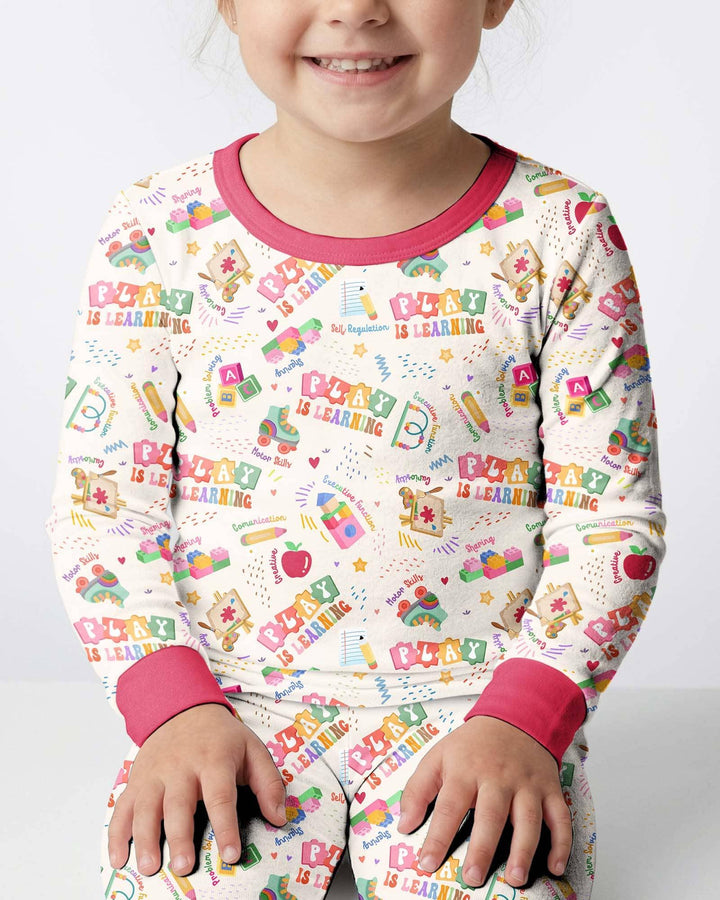 Zweiteiliges Langarm-Pyjama-Set mit Sommerfrüchten