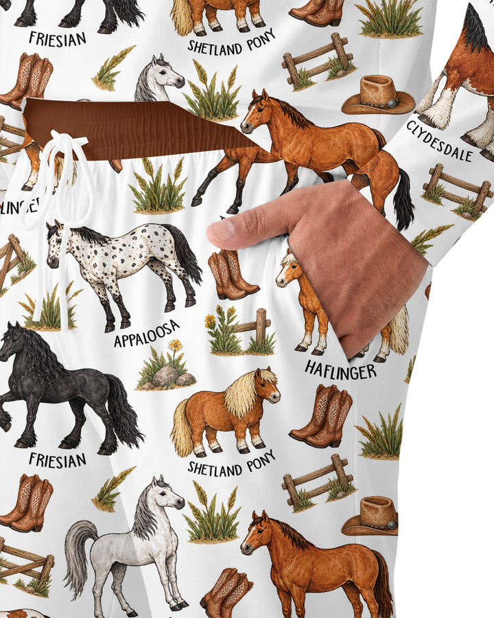 Types Of Horses Bamboo Men's Pajama Set