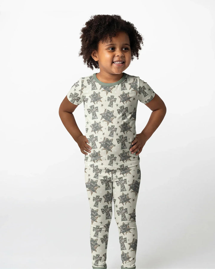 Conjunto de pijama de dos piezas de manga corta de bambú