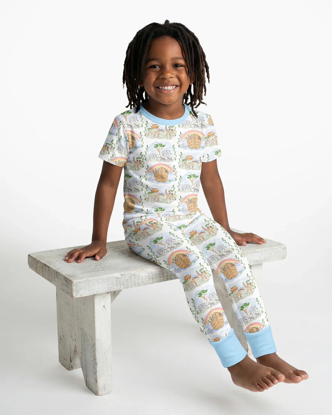 Noah And The Ark Bamboo Two Piece Short Sleeve Pajama Set