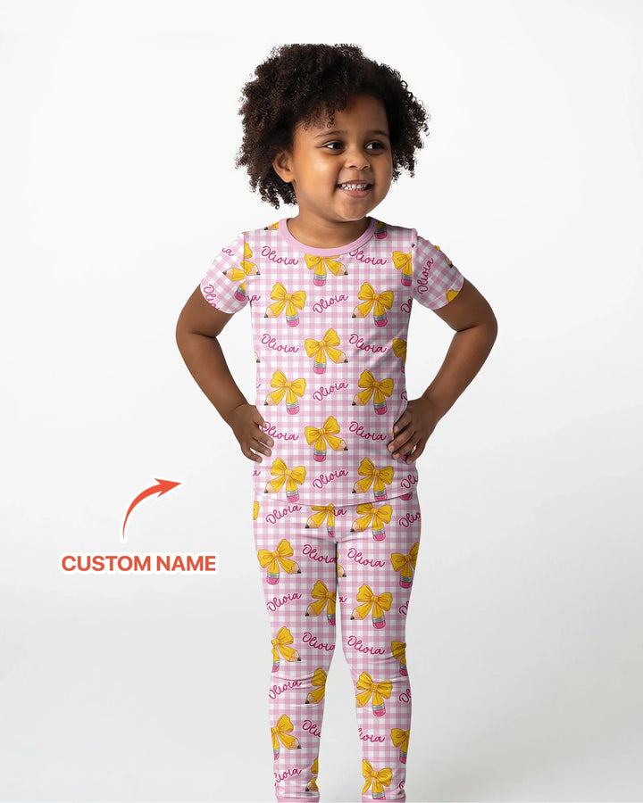 Coquette Back To School Bamboo Two Piece Short Sleeve Pajama Set