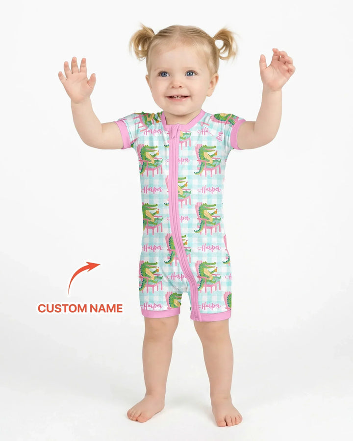 Custom Name Preppy Later Gator Bamboo Shorty Zippy
