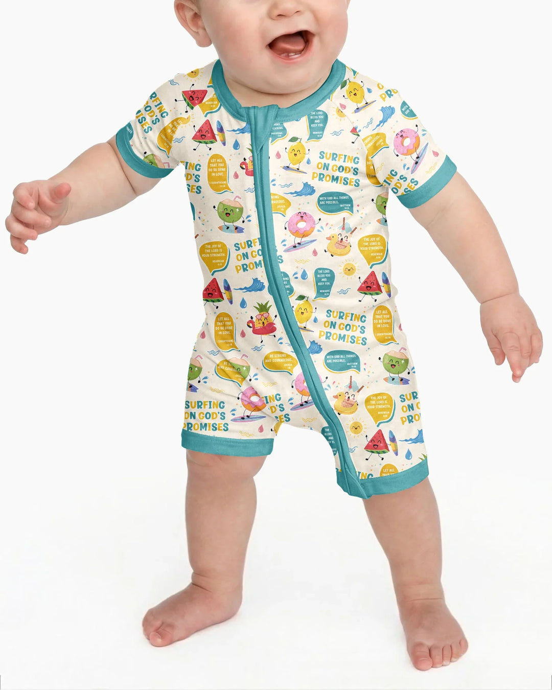 Summer Fruits Surfing On God's Promises Bamboo Shorty Zippy