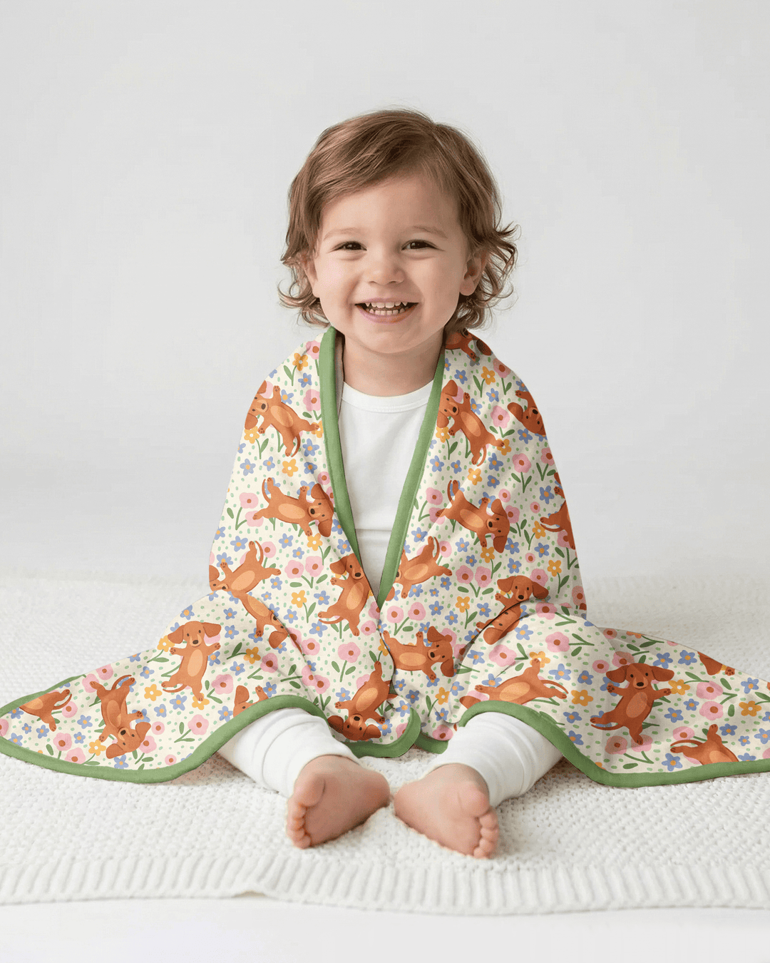 Dachshund Blooms Family Matching Bamboo Blanket