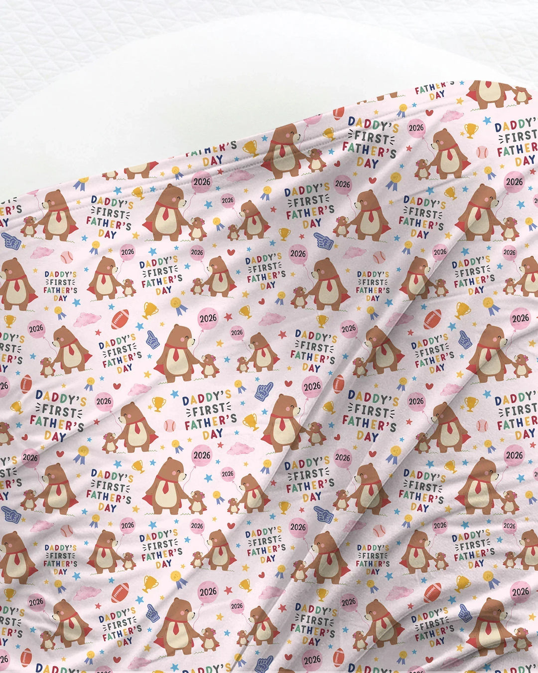 First Father's Day Daddy Bear Family Matching swaddle blanket
