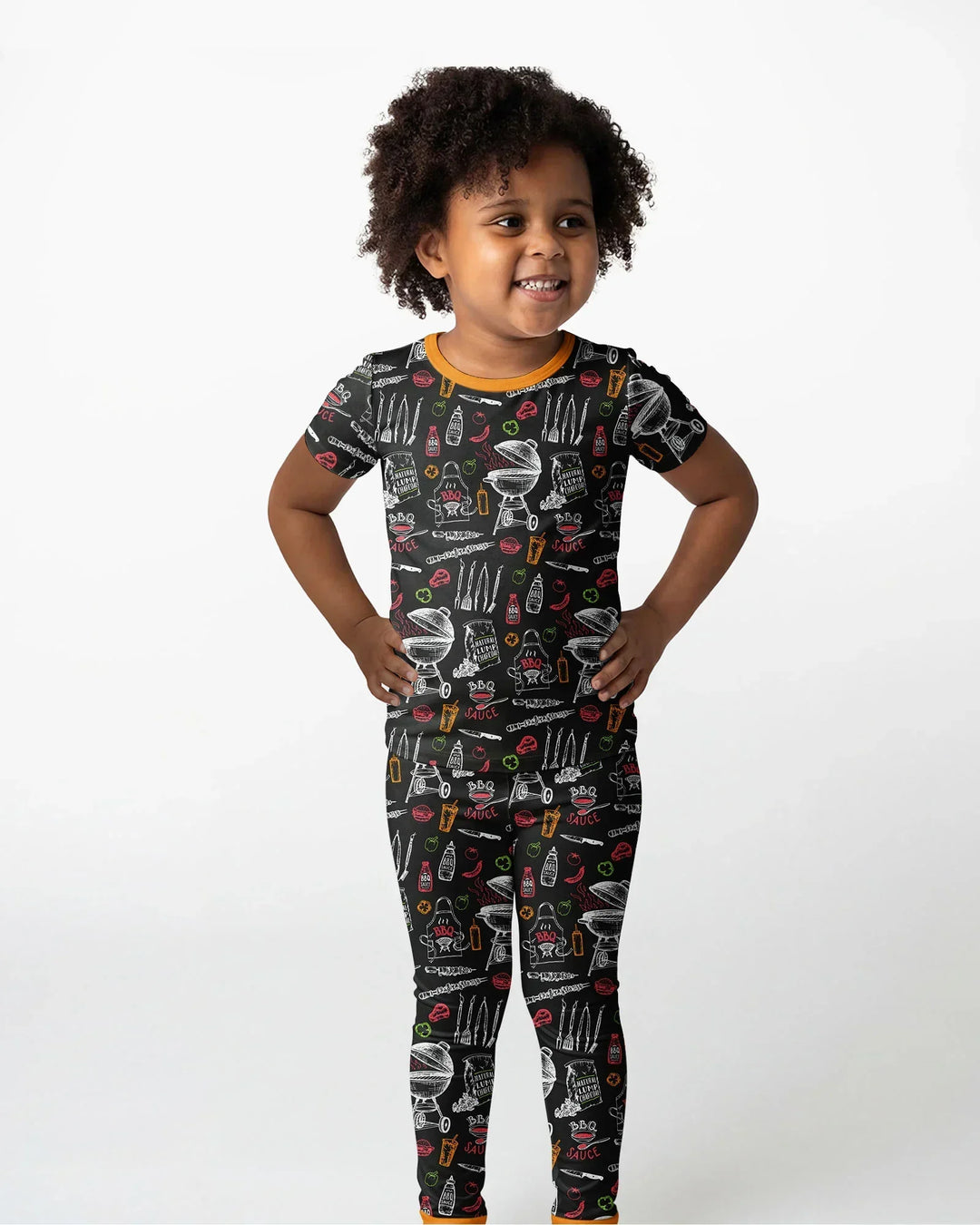 Backyard BBQ Party Family Matching Bamboo Two Piece Short Sleeve Pajama Set