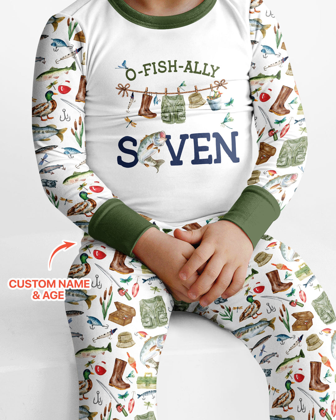 O-Fish-Ally Birthday – Personalized Name & Age Bamboo Two Piece Long Sleeve Pajama Set