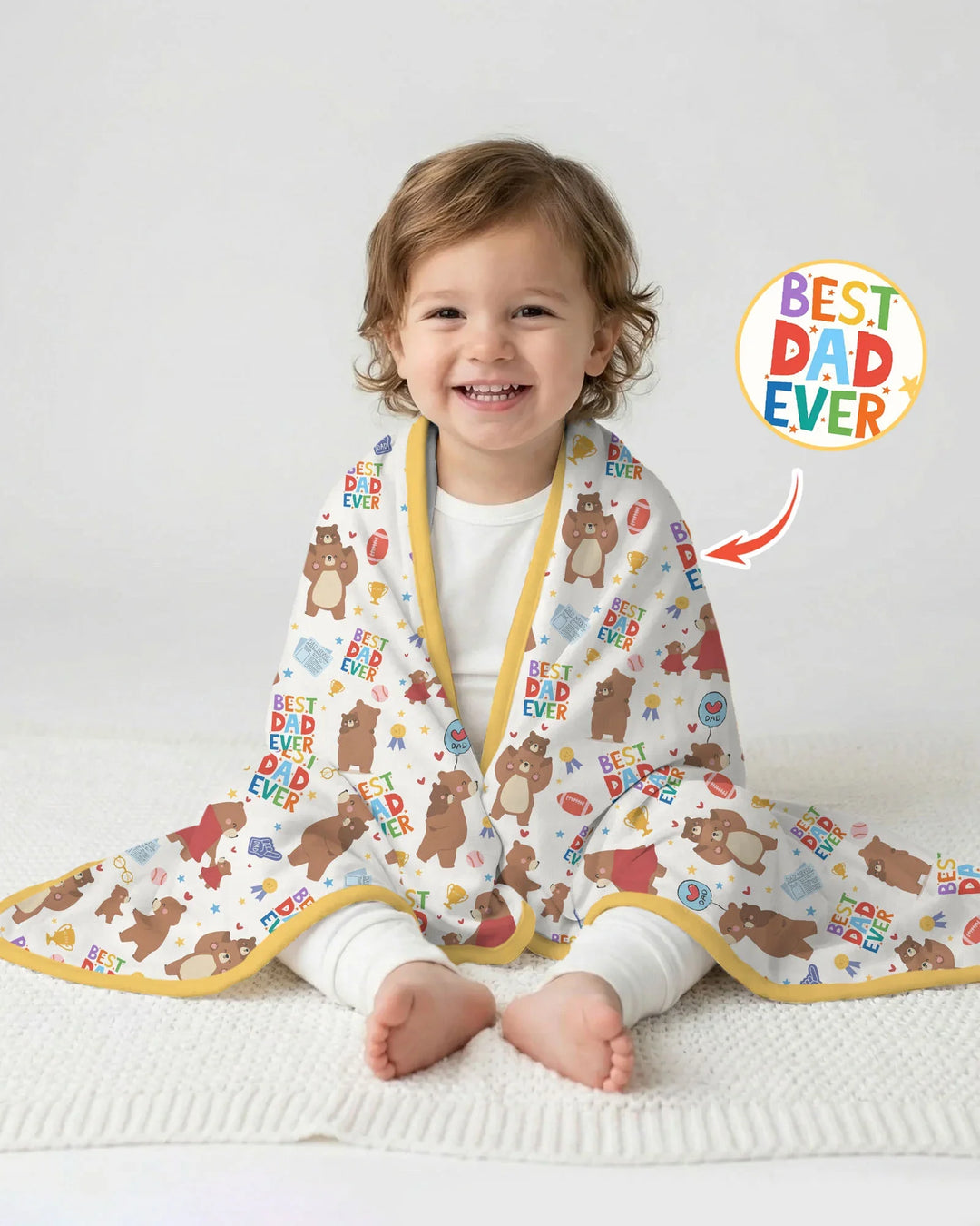 Best Daddy Bear Ever Family Matching Bamboo Blanket
