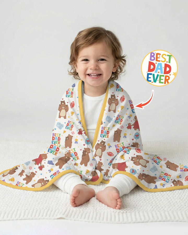 Best Daddy Bear Ever Family Matching Bamboo Blanket