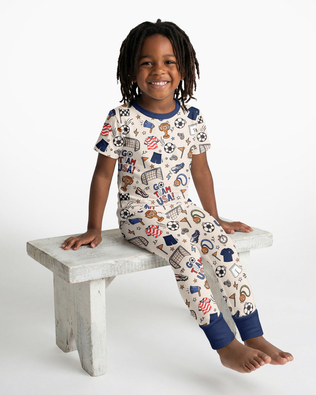 Soccer Go Team USA Bamboo Two Piece Short Sleeve Pajama Set
