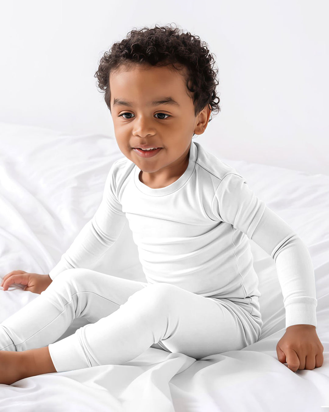 Bambus-Zweiteiler-Pyjama-Set in Weiß