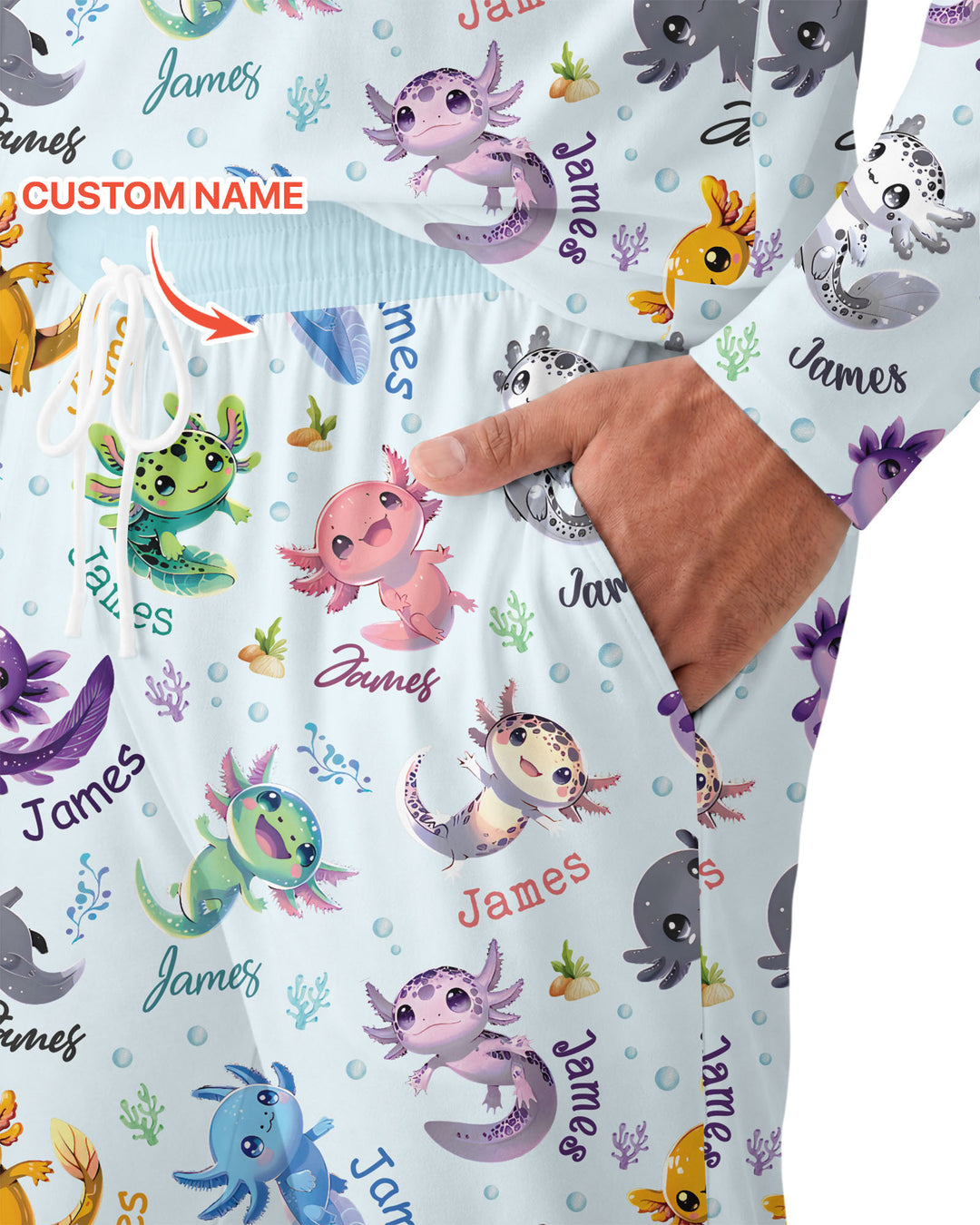 I Love You Axolotl Custom Name Bamboo Men's Pajama Set