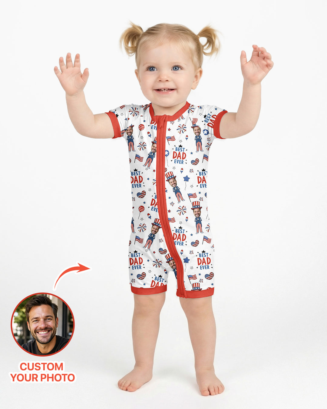 Plantilla PERSONALIZADA de Bambú Pijama Corto con Cremallera