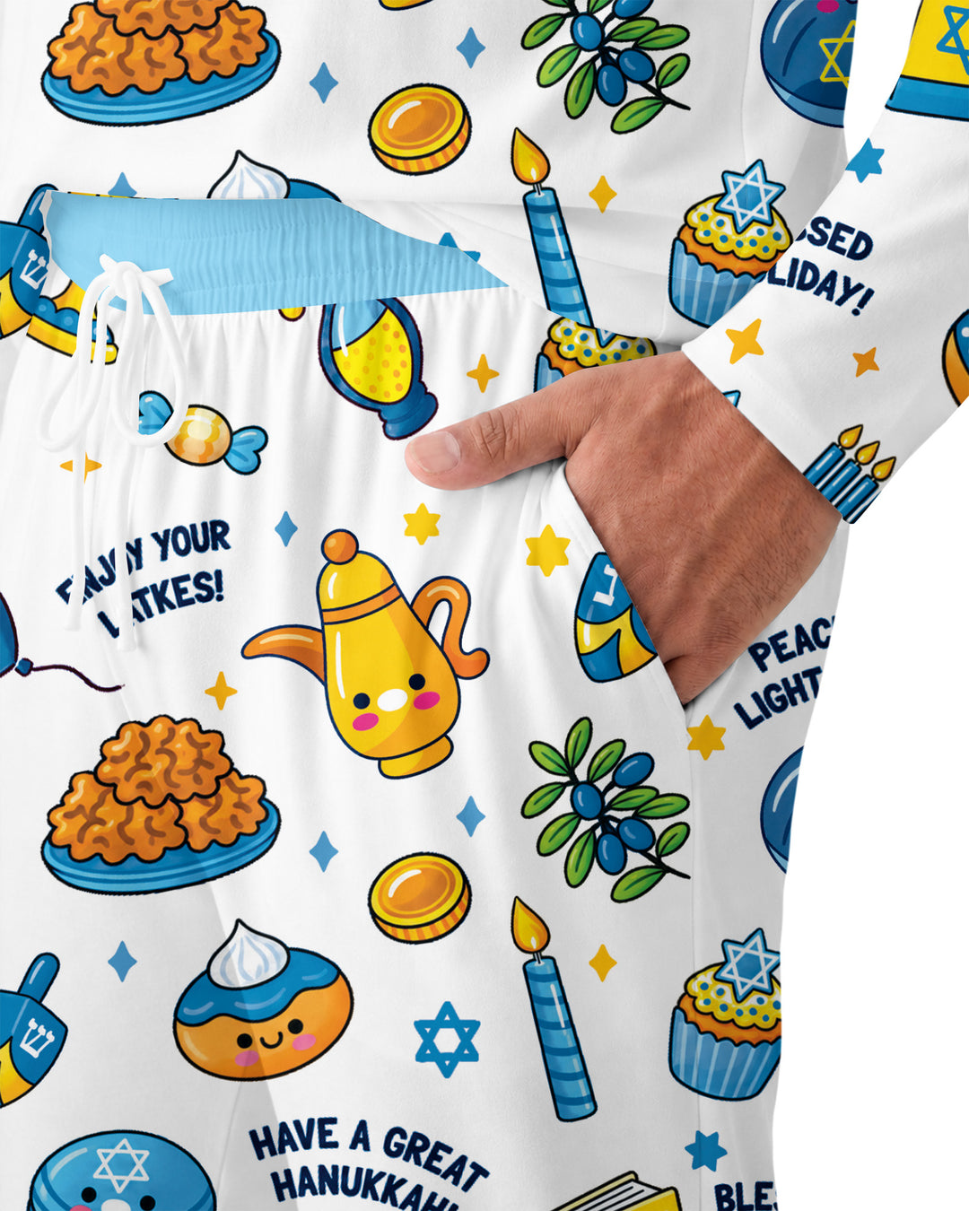 Kawaii Menorah Holiday Bamboo Men's Pajama Set