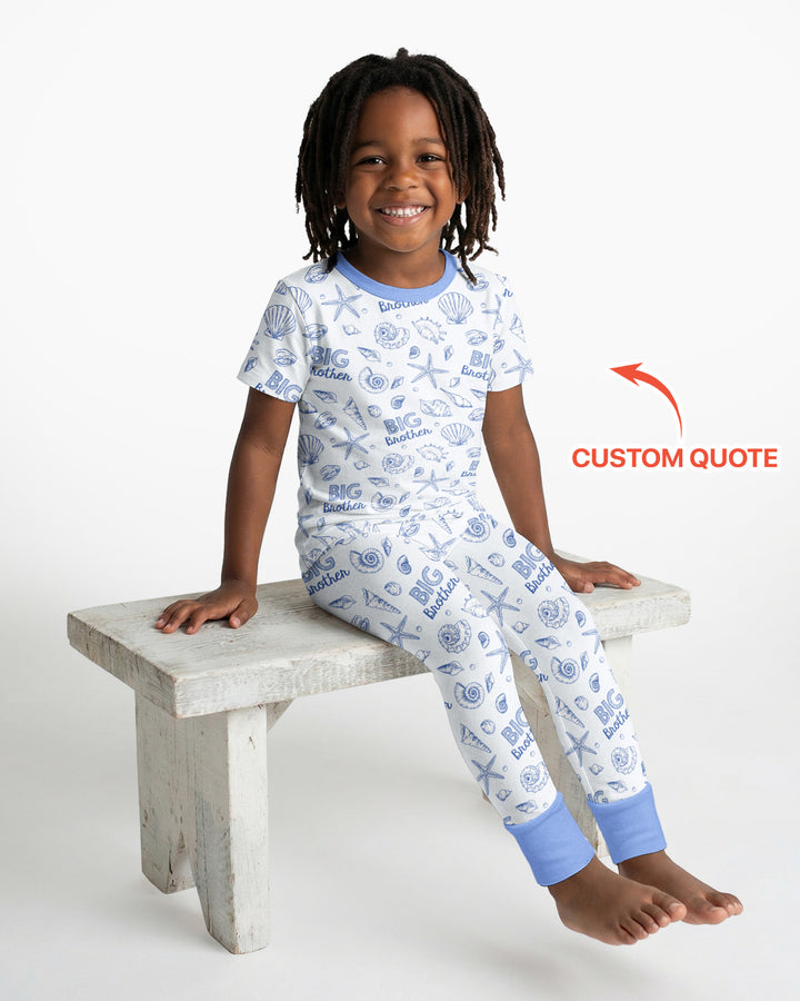 Coquette Seashell Matching Sibling Bamboo Two Piece Short Sleeve Pajama Set