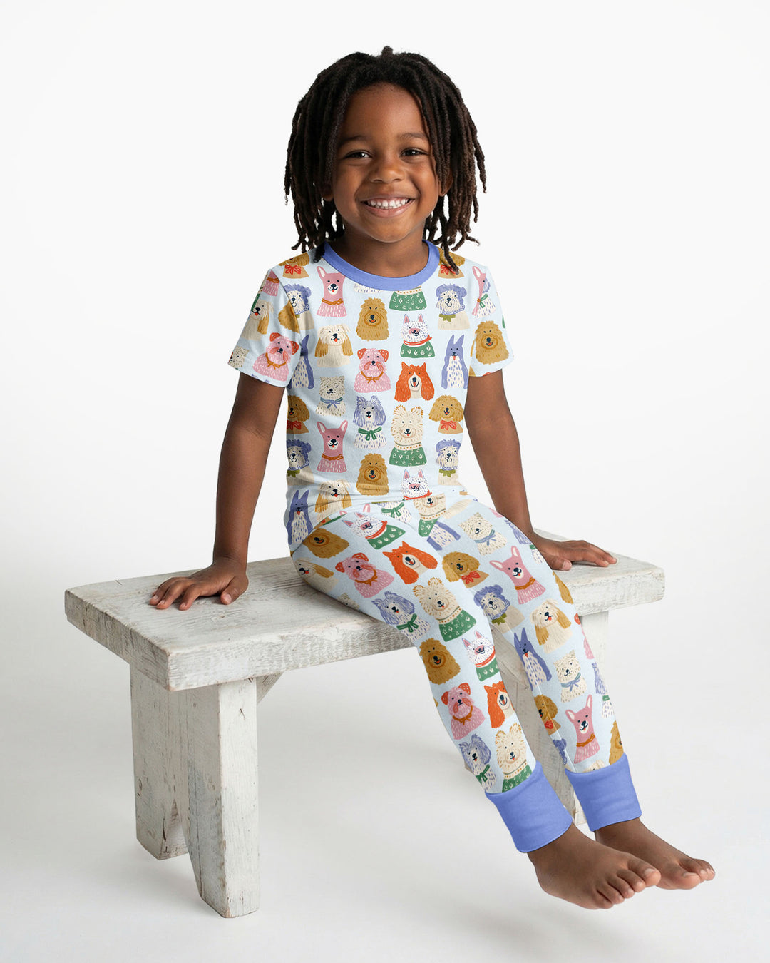 Puppy Portrait Bamboo Two Piece Short Sleeve Pajama Set