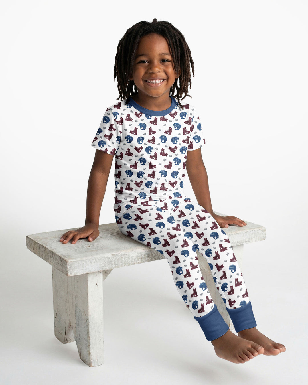 Hockey - Pucks & Gear Bamboo Two Piece Short Sleeve Pajama Set