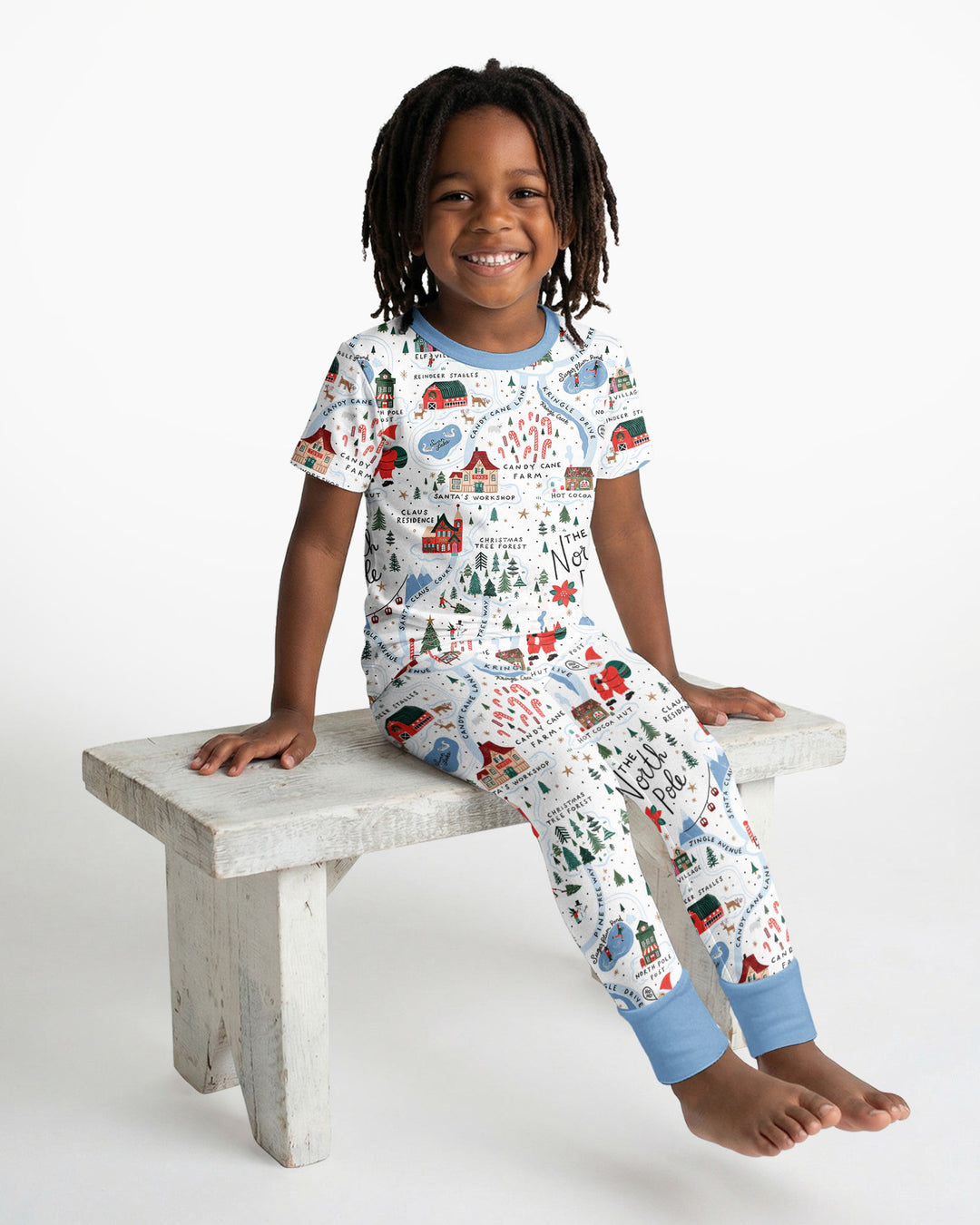 The North Pole Map Bamboo Two Piece Short Sleeve Pajama Set