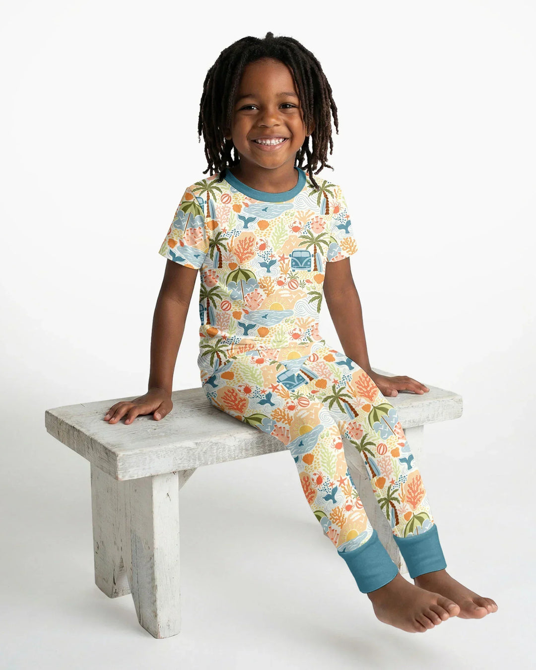 Beachy Boho Bamboo Two Piece Short Sleeve Pajama Set