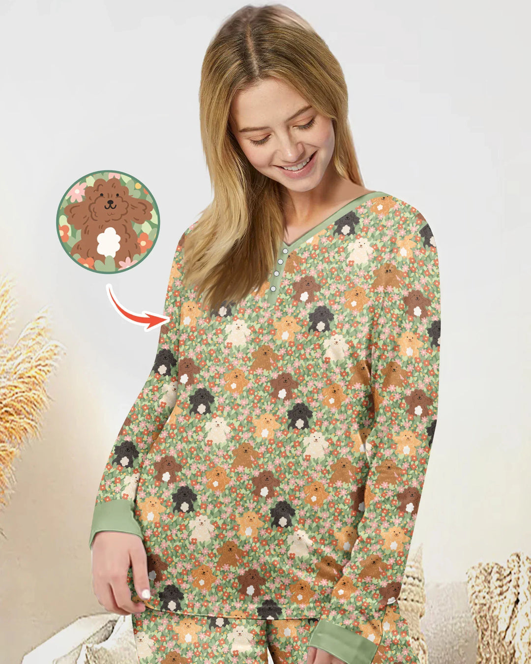 Puppy Garden Family Matching Bamboo Women Pajama Set