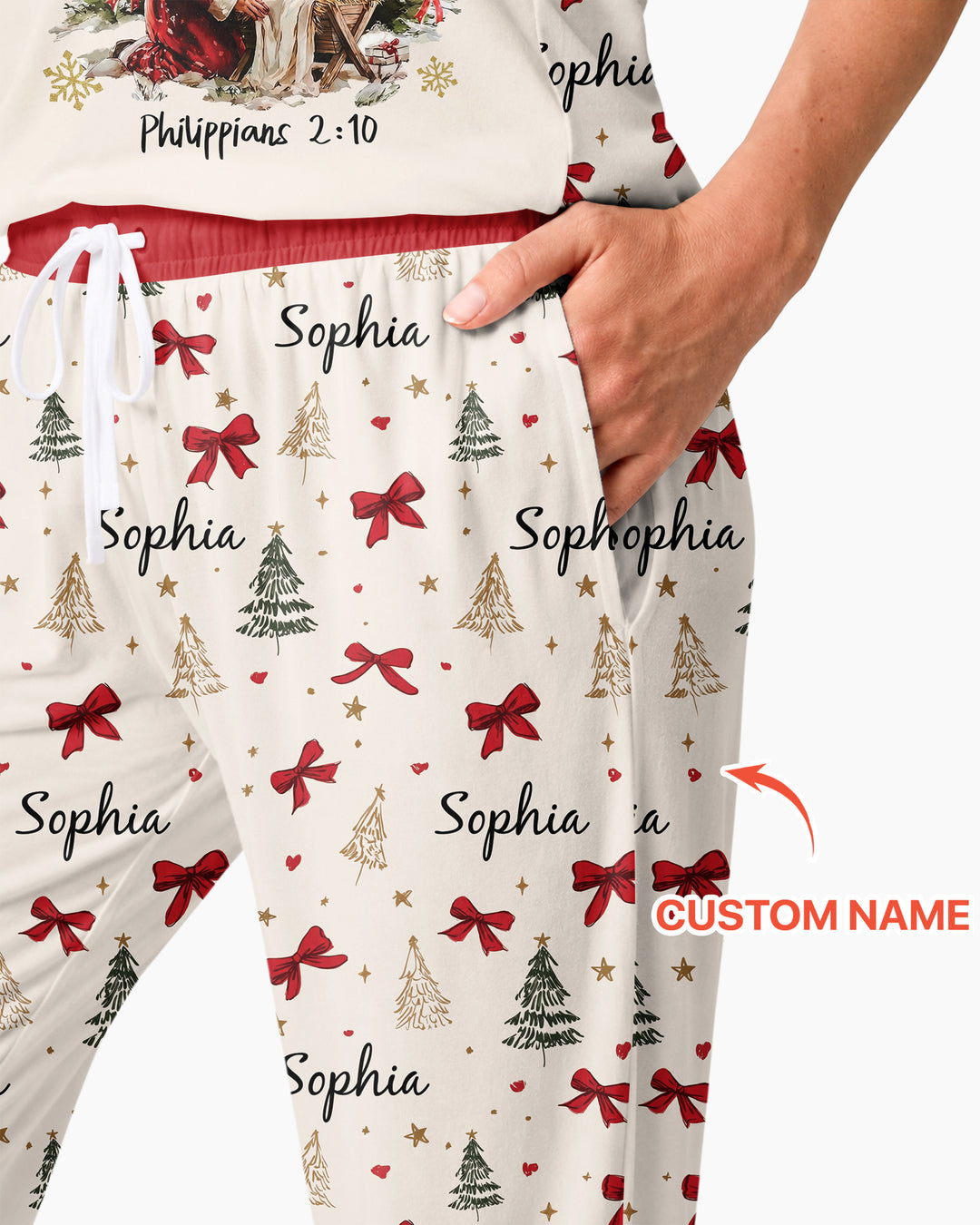 Every Knee Shall Bow Custom Name Mommy And Me Matching Bamboo Women Pajama Set