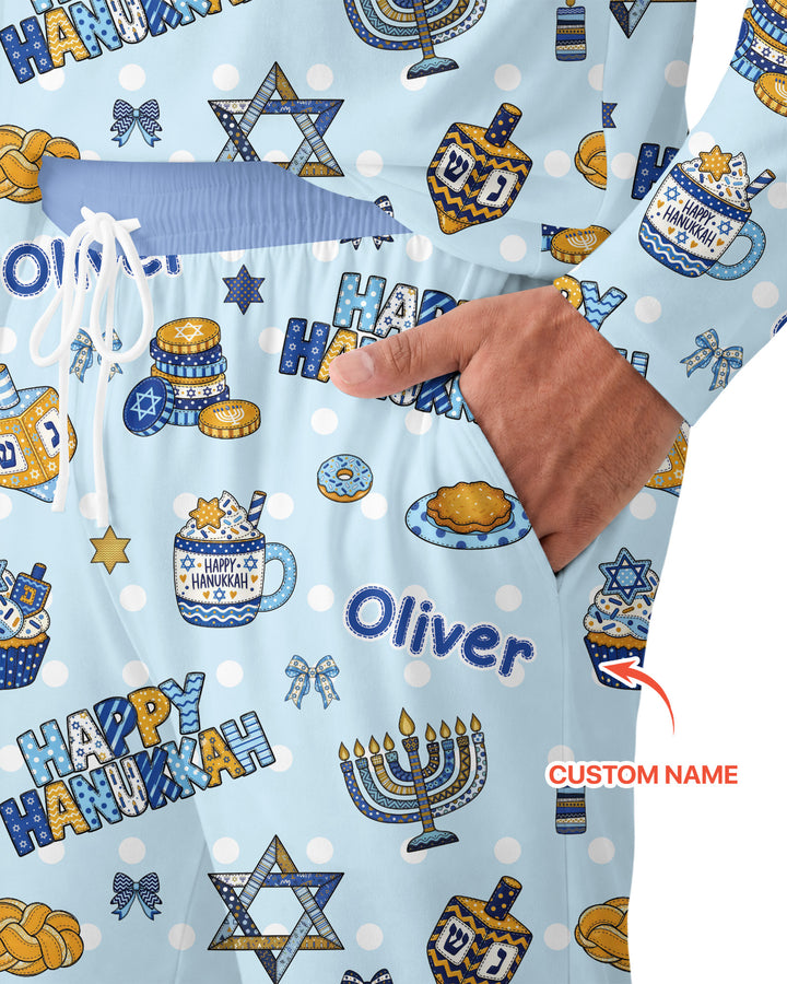 Custom Name Jewish Holiday Bamboo Men's Pajama Set