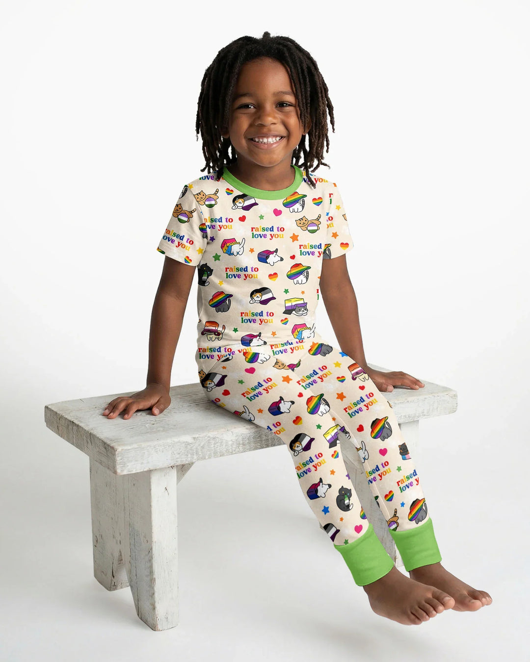 Rainbow Paws Family Matching Bamboo Two Piece Short Sleeve Pajama Set