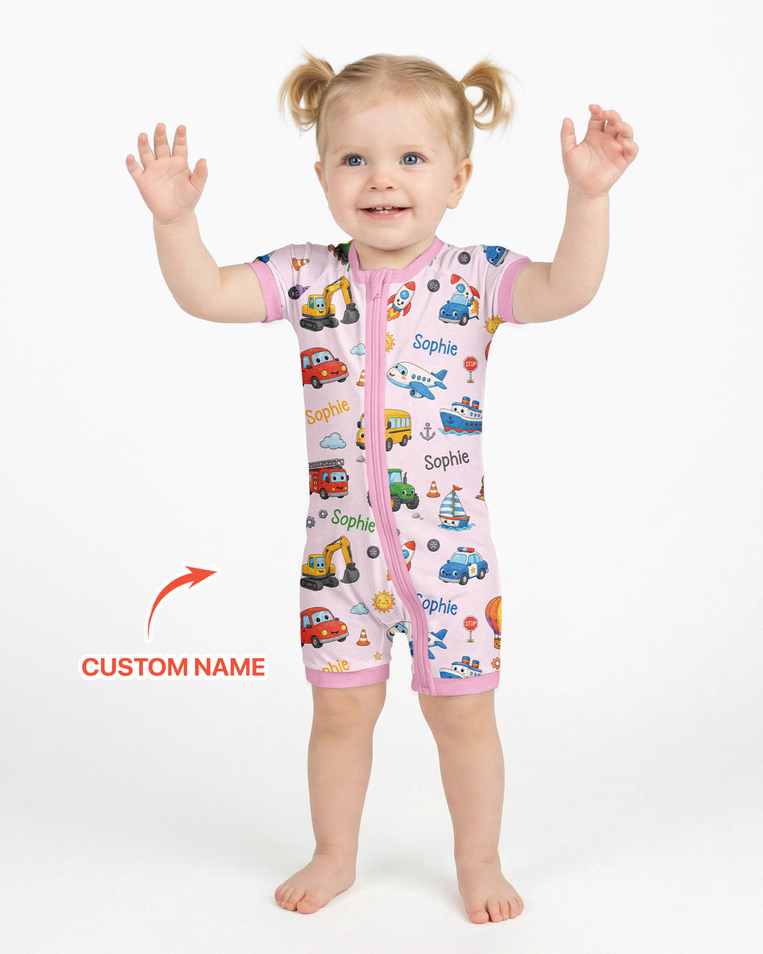 Plantilla PERSONALIZADA de Bambú Pijama Corto con Cremallera