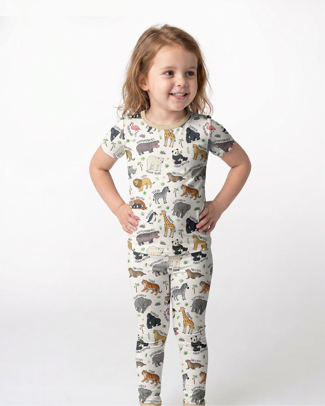 Safari Animals Bamboo Two Piece Short Sleeve Pajama Set