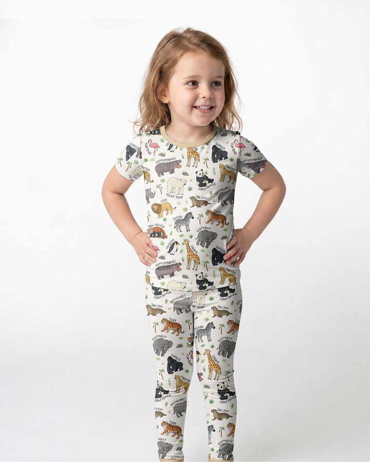 Safari Animals Bamboo Two Piece Short Sleeve Pajama Set