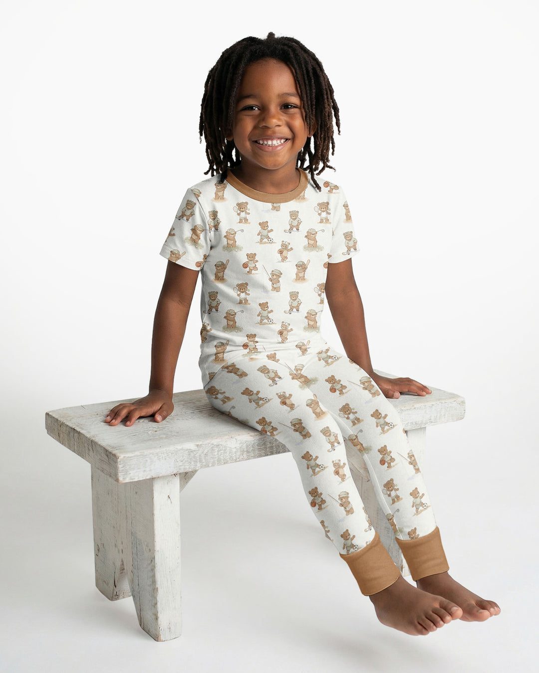 Little Sports Bears Bamboo Two Piece Short Sleeve Pajama Set