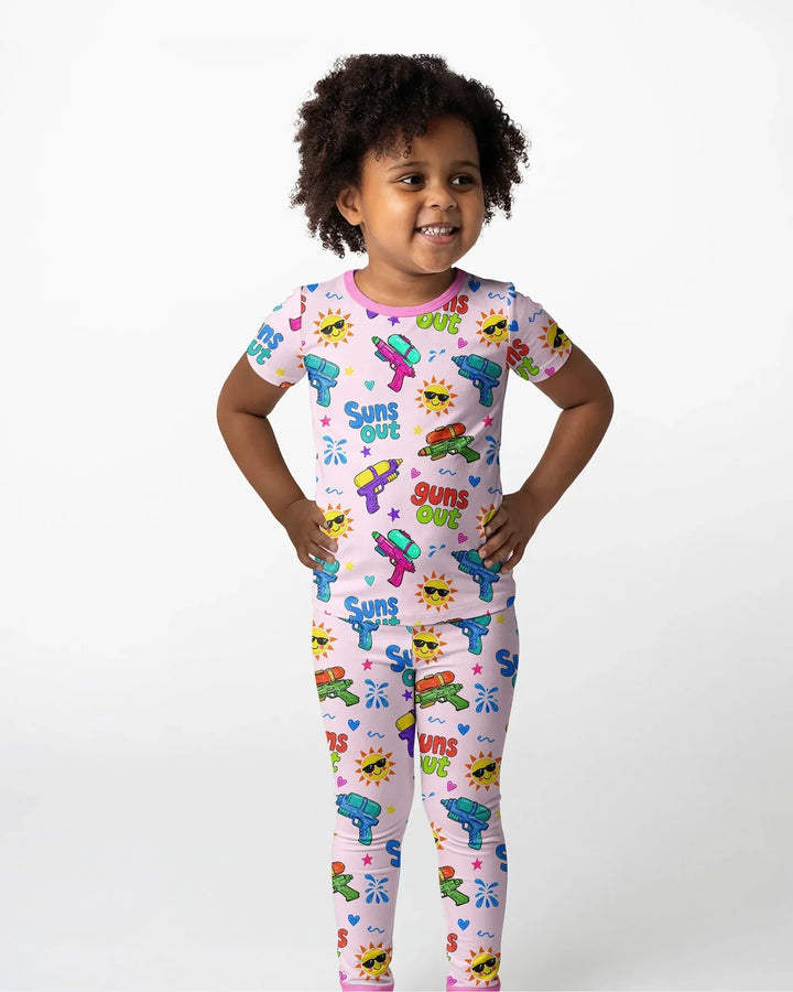 Sun Out Guns Out Bamboo Two Piece Short Sleeve Pajama Set