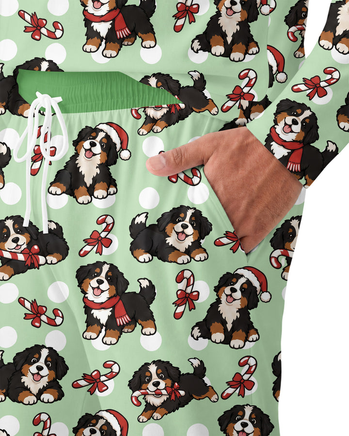 Holiday Bernese Mountain Christmas Dog Bamboo Men's Pajama Set