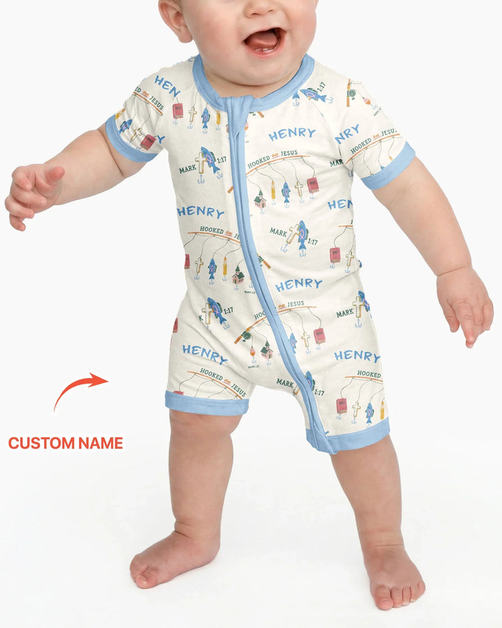 Hooked On Jesus Fishing Matching Bamboo Shorty Zippy